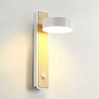 Led Wandleuchte Moderne Innenwandleuchte mit Druckschalter Massivholz Wandleuchte Drehbar 350° Winkel geeignet für Hotelflurtreppen von LONGZIMING