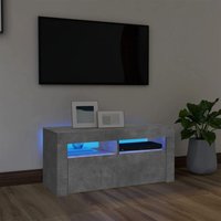 TV-Schrank mit LED-Leuchten Betongrau 90x35x40 cm von LONGZIMING