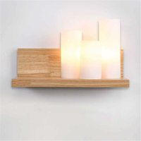 Moderne Holzwandleuchte Vintage Massivholz Innenwandleuchte LED Lampe E27 3 Retro mit Glasschirm Wandleuchte Schlafzimmer Nachttischlampen von LONGZIMING