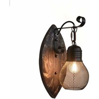 Retro led Wandleuchte Eisen Wandleuchte (Schwarz) Massivholz Wandleuchte für Nachttischlampe Garage Sportplatz Schlafzimmer Wohnzimmer Ø15cm E27 von LONGZIMING