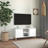 TV-Schrank mit Massivholz-Beinen Weiß 103,5x35x50 cm von LONGZIMING