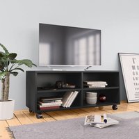 TV-Schrank mit Rollen Schwarz 90×35×35 cm Spanplatte von LONGZIMING