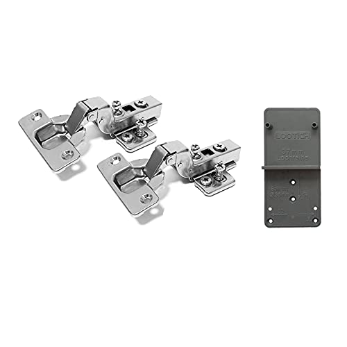 LOOTICH 110 Grad Innenanschlag 35mm Soft Close Hydraulisch Automatikscharniere Scharnier mit Dämpfer und Kreuzplatten Topfscharnier für Küchenschrank Kleiderschrank Schranktür Möbel 2 Stück von LOOTICH