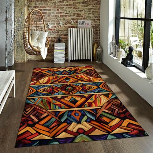 LOTIKS Geometrischer Abstrakter Innen- und Außenteppich modernes Design Vintage traditioneller Teppich Kurzflor Wohnzimmer Schlafzimmer Teppich 180x240cm von LOTIKS