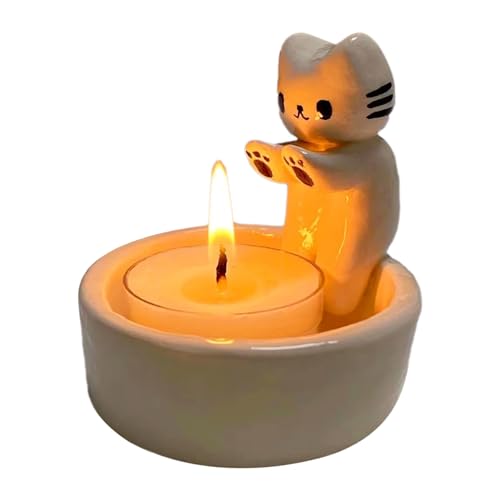 Kätzchen Teelichthalter | Kerzenhalter Mit Wärmenden Katzenpfoten | Kitten Candle Holder, Harz Katzen Teelichthalter,Wärmende Pfoten Katze Gips Kerzenständer Dekor von LOVEMETOO