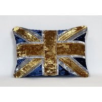 Union Jack Kissen Aus Gecrashtem Samt von LOVEinteriorsCo