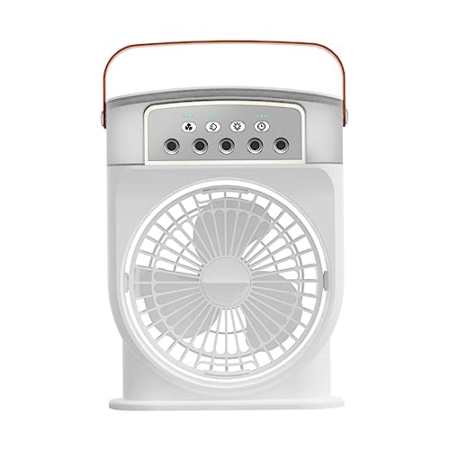 LOVIVER Nebelventilator, Luftkühler, geräuscharmer Luftzirkulator, starker Wind mit 5 Sprays, USB-Ventilatoren, tragbarer Desktop-Ventilator für Innen, Büro, Weiß von LOVIVER