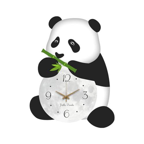 LOVIVER Panda-Wanduhr, Wandbehang-Uhr, geräuschlos, leise, niedlicher Cartoon, für Esszimmer, Wohnzimmer, Küche, Büro, Heimdekoration von LOVIVER