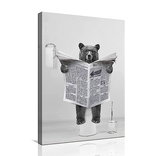 LPFNSF Badezimmer Bilder Bad Tier in der Badewanne Bild Lustige Wandkunst Drucke Leinwand Poster Dekoration des Badezimmers Ohne Rahmen. (Bären mit Brille, 40x60cm) von LPFNSF