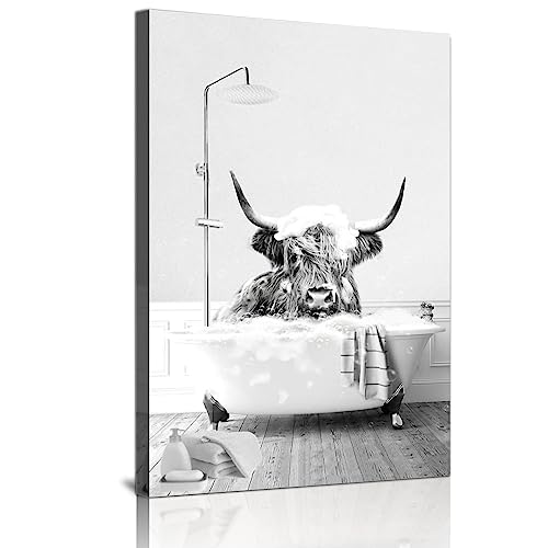 LPFNSF Badezimmer Tier Kunst Poster Wandbild, Spaß schwarz und weiß Tier Badezimmer Leinwand Malerei Poster, Rahmenlos (Stil 8,30x40cm) von LPFNSF