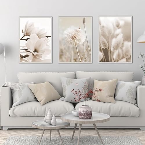 LPFNSF Beige Wohndekoration Plakat, Moderne Schilfpflanze Dekoration Landschaftsmalerei, Schlafzimmer, Wohnzimmer, Büro Hintergrund Wanddekoration Plakat, Rahmenlos (Stil 13,30x40cm*3) von LPFNSF