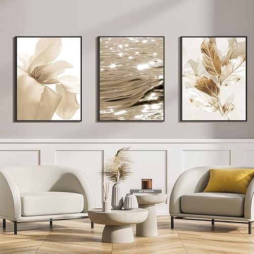 LPFNSF Modernes Premium-Poster-Set für Schlafzimmer, Wohnzimmer, Flur, Esszimmer Hintergrund Dekoration, Blattgold Beige floral Wand Drucken Poster, Ungerahmt. (Stil 1,30x40cm*3) von LPFNSF