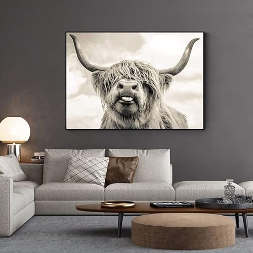 LPFNSF highland cow Leinwand Malerei aHochlandrinder Bilder, Wanddeko Tiere Bilder Deko Wohnzimmer Schlafzimmer, kein Rahmen. (50x70cm) von LPFNSF