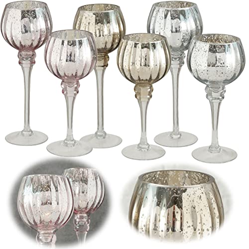 LS-LebenStil Exklusive XL Glas Windlichter Champagner 2-Fach Set Teelichthalter Teelicht Gläser Kerzenhalter von LS-LebenStil