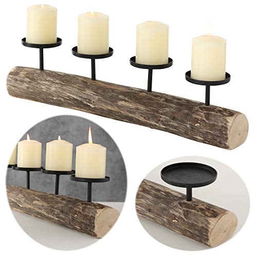 LS-LebenStil Kerzenständer Holz Baumstamm 51cm ohne Dorn Advents-Kerzenhalter von LS-LebenStil