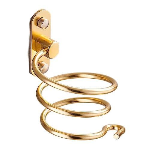 LSDZHK Haartrockner-Halter, Edelstahl, Wandmontage, Haartrockner, Aufbewahrung, Spiralhalterung, Organizer, Halter-Set, Badezimmer-Regal für Waschraumbedarf (Gold) von LSDZHK