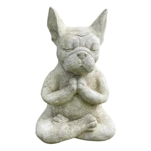 LSDZHK Meditierende Bulldogge Statue, Französische Bulldogge sitzende Skulptur, Hund Statue Harz Zen Tier Yoga Figur, Bull Dog Ornament Figuren, Hund Dekoration Figuren, Haustier Hund Dekoration von LSDZHK