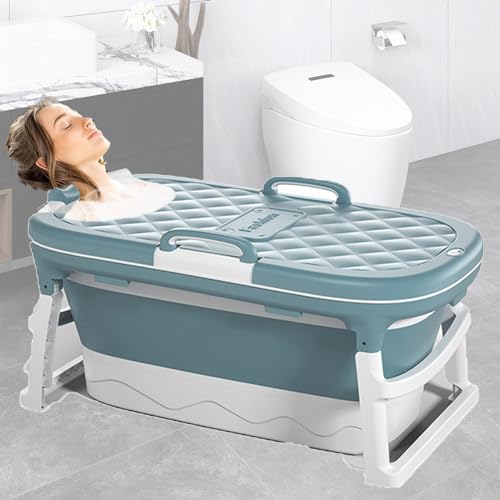 Tragbare Badewanne,zusammenklappbare Badewanne für Erwachsene,zusammenklappbare Surround-Badewanne mit ergonomisch gestalteter,zusammenklappbarer Badewanne aus verdicktem Kunststoff,Blue-138*62*52cm von LSHFYV