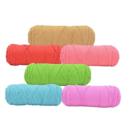 8ply Strands Tufting Garn für Tufting gun Teppiche, 100g Häkeln Fancy Chunky Baumwollfaser gemischt Strickgarn, mehrere Farbe Strickgarn Poke Stickerei Garn, 6 Rollen Set, kundenspezifische Farbe von LSQXSS