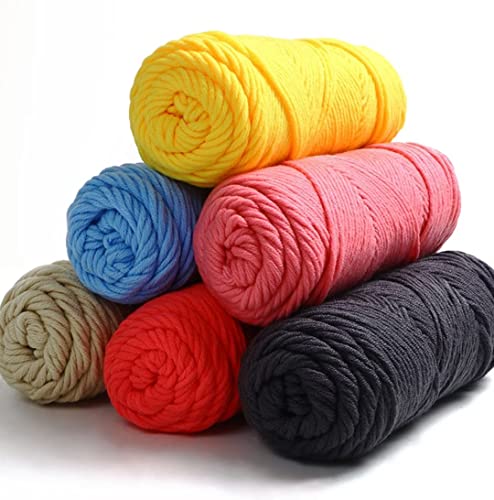 8ply Strands Tufting Garn für Tufting gun Teppiche, 100g Häkeln Fancy Chunky Baumwollfaser gemischt Strickgarn, mehrere Farbe Strickgarn Poke Stickerei Garn, 6 Rollen Set, kundenspezifische Farbe von LSQXSS