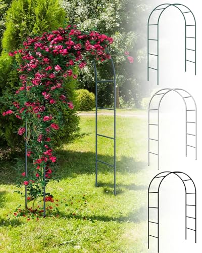 2,2 M Gartenbogen-Spalier Mit Erdspießen, Gartenlaube Torbogen Aus Metall Für Verschiedene Kletterpflanzen, Brautparty-Dekoration Rosenbogen Pergola ( Color : Black 25cm , Size : 120x220cm/3.9x7.2ft ) von LTSRLL