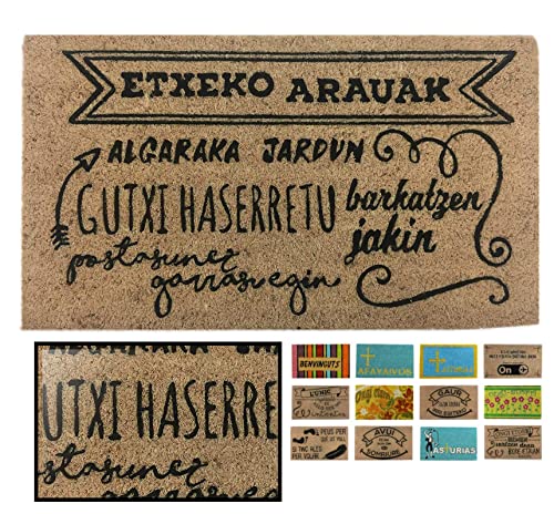 LucaHome Fußmatte aus Kokosnuss, natürlich, 40 x 70 cm, rutschfest, Kokosmatte, Etxeko Araauk.., saugfähig, für den Innen- und Außenbereich von LUCA HOME