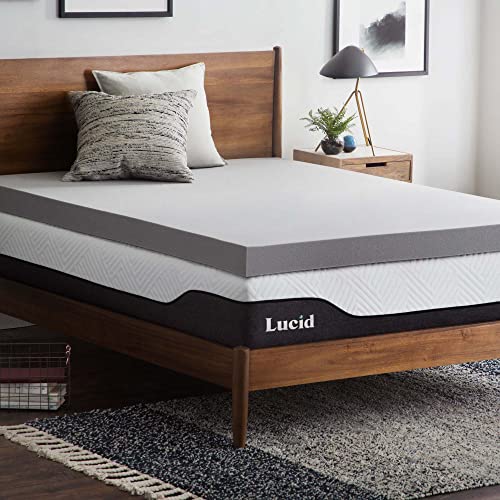 LUCID 10 cm Memory Foam Matratzen Topper mit Bambuskohle – mit Bezug für Matratzentopper – rutschfest & maschinenwaschbar – Topper 80x190 cm von LUCID