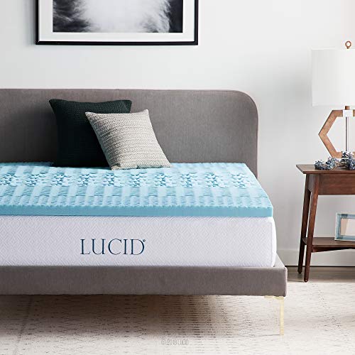 LUCID Matratzen Topper mit 5 Zonen – 5cm Gel Memory Foam Matratzenauflage, atmungsaktiv, Oeko-Tex, 100x200 cm, Blau von LUCID