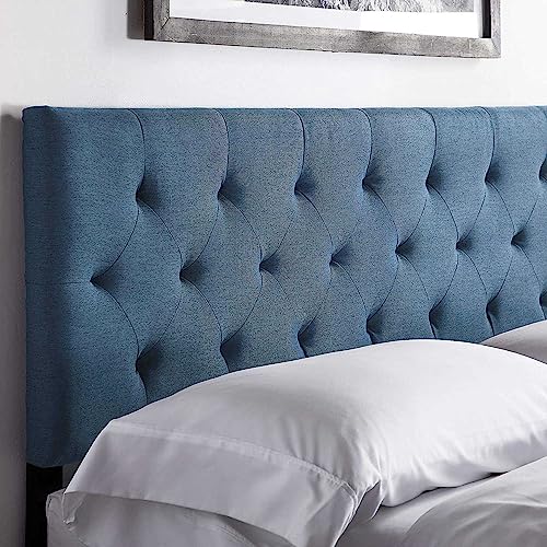 LUCID Gepolstertes Kopfteil – Bett 140 cm – Höhenverstellbar von 85 bis 115 cm, Rauten-Steppung, Cobalt / Dunkelblau von LUCID