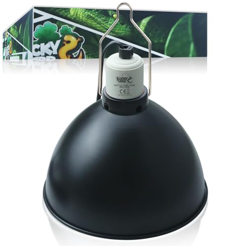 LUCKY HERP 20.5cm Reptilien Terrarium Dome Lampen, E27 Aluminium Reflektorlampe für Wärmelampe, Maximal 250W Terrarium Lampe Kit für UVA UVB Lampe Schildkröte, Bartagamen, Eidechse von LUCKY HERP