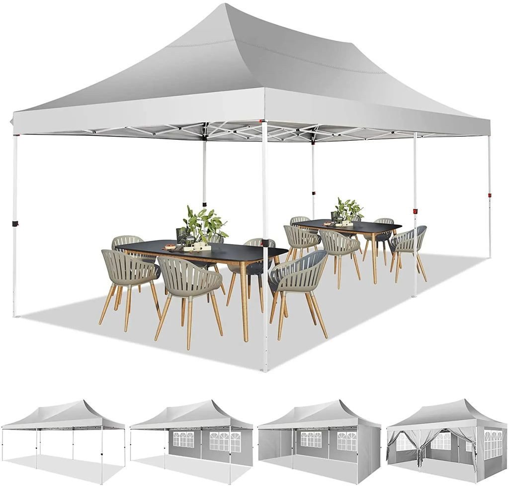 LUCKZON Faltpavillon 3x6m, Pavillon Wasserdicht, UV-Schutz, Partyzelt mit 6 Seitenteilen, mit 4 Seitenteilen, LxBxH: 300x600x320 cm von LUCKZON