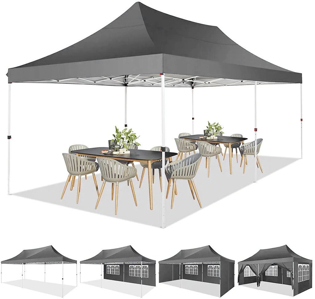 LUCKZON Faltpavillon 3x6m, Pavillon Wasserdicht, UV-Schutz, Partyzelt mit 6 Seitenteilen, mit 4 Seitenteilen, LxBxH: 300x600x320 cm von LUCKZON