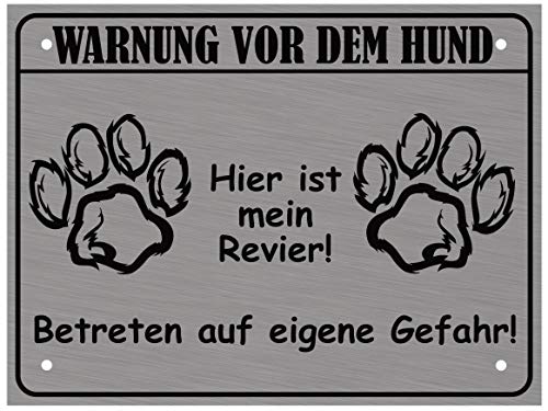 LUGUNO Warnung Vor Dem Hund Schild I Alu Hundeschild Warnschild Warnung Achtung Mein Revier von LUGUNO