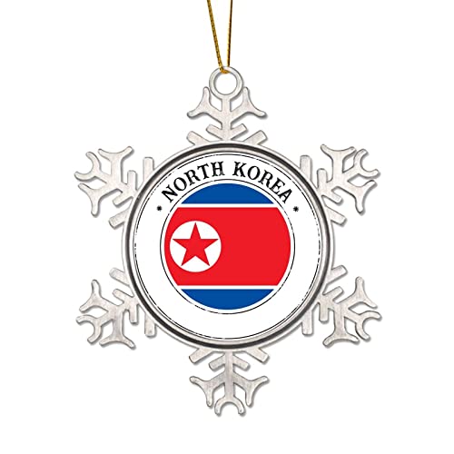 Frohe Weihnachten Metall Schneeflocke Weihnachtsschmuck Nordkorea Flagge Nationalflagge Ornamente Winterdekorationen für Weihnachtsbaum Xmas Andenken Sammlerstück Gedenkstück Neujahr Party Dekor von LUIJORGY