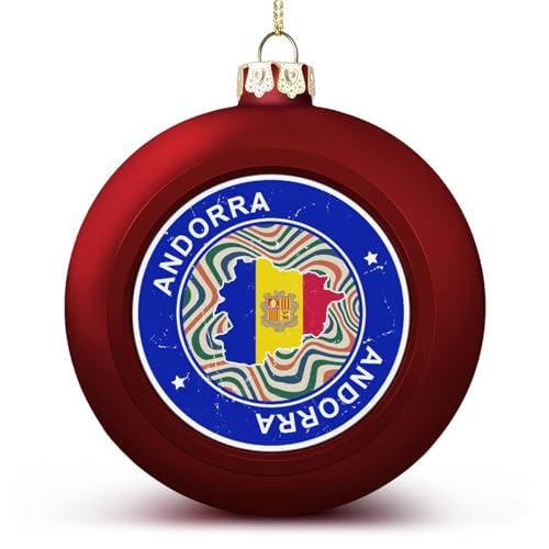 Frohe Weihnachten Nationalflagge Ball Ornament Rot Andorra Andorra Flagge Weihnachtskugel Ornamente Dekoration für Weihnachtsbaum Hängend Andenken für Weihnachten Neujahr Urlaub Geburtstag Geschenke von LUIJORGY