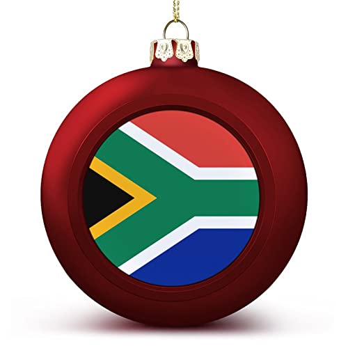 LUIJORGY Frohe Weihnachten Nationalflagge Ball Ornament Rot Südafrika Südafrika Flagge Weihnachtskugel Ornamente Dekoration für Weihnachtsbaum Hängende Andenken Neujahr Urlaub Geburtstag von LUIJORGY