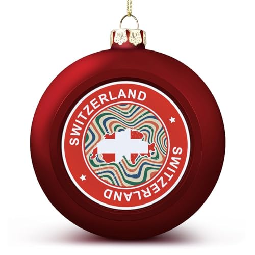 Frohe Weihnachten Nationalflagge Ball Ornament rote Schweiz Schweiz Flagge Weihnachtskugel Ornamente Dekoration für Weihnachtsbaum Hängende Andenken für Weihnachten, Neujahr, Feiertage, von LUIJORGY