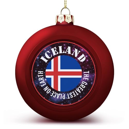 LUIJORGY Island-Weihnachtskugel-Ornament – Island-Flagge, Kugel, Ornamente, Nationenflagge, hängende Ornamente, Andenken, Souvenir für Weihnachtsbaumdekoration, saisonale Feiertage, Partyzubehör von LUIJORGY