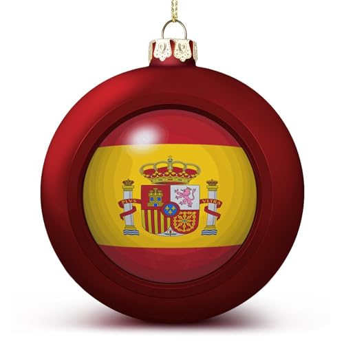 Nationalflagge Ball Ornamente, Spanien_ Flagge Ball Ornamente für Weihnachtsbaumdekoration, rotes Spanien_ Weihnachtskugel-Ornament Weihnachtskugeln für Kinder Freunde von LUIJORGY