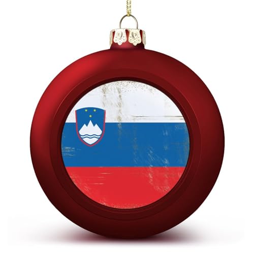 Rote Slowenien Weihnachtskugel, Slowenien-Flagge, Kugel-Ornament, Nationalflagge, Weihnachtsschmuck für Weihnachtsbaum, Neujahr, saisonale Feiertagsdekoration, Weihnachtsgeschenke für Freunde von LUIJORGY