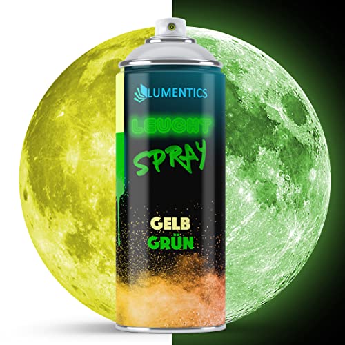 LUMENTICS Leuchtspray Gelb-Grün - Sprayfarbe mit Nachleuchteffekt - Leuchtet im Dunkeln - Made in Germany - 400 ml Spraydose mit Zusatz-Cap von LUMENTICS