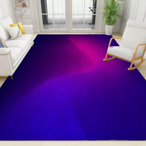 LUMIDO Blau/Rosa Farbverlaufsteppich, 3D-Wohnzimmer Teppich Mit Schwebender Welle, Spielzimmer Teppich Für Jungen, Kreatives Design, Langlebiger Weicher Kurzfloriger Büro Teppich 120x180cm von LUMIDO