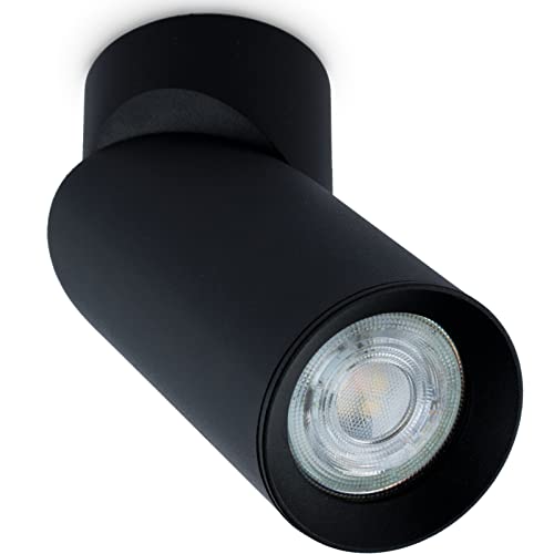 LUMILED Deckenleuchte Deckenspot Deckenstrahler 1-flammiger Spot Spotlampe für Decke Spotleuchte Deckenlampe Innenleuchte Spots Downlight schwenkbar drehbar schwarz rund GU10 Fassung 230V von LUMILED