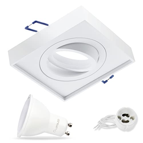 LUMILED LED Einbauleuchte schwenkbar inkl. 6 Watt Leuchtmittel GU10 Fassung Einbaustrahler Neutralweiß 4000K Deckeneinbaustrahler eckig weiß Spot 230V Aluminium 120° Abstrahlwinkel Downlight von LUMILED