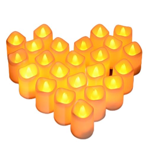 LUNSY LED Kerzen Teelichter, 24 Stück Elektrische Flammenlose Kerzen Batteriebetriebene Deko für Weihnachten, Hochzeit, Party, Warmweiße Lichter von LUNSY
