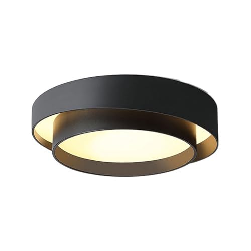 Deckenlampe American Style Iron Art Deckenleuchte Moderne runde Led-Deckenleuchte Flush Mount Close To Ceiling Light Fixtures for Garderobe Schlafzimmer Küche Flur Badezimmer (Color : Black-40cm, Si von LUOYAOB