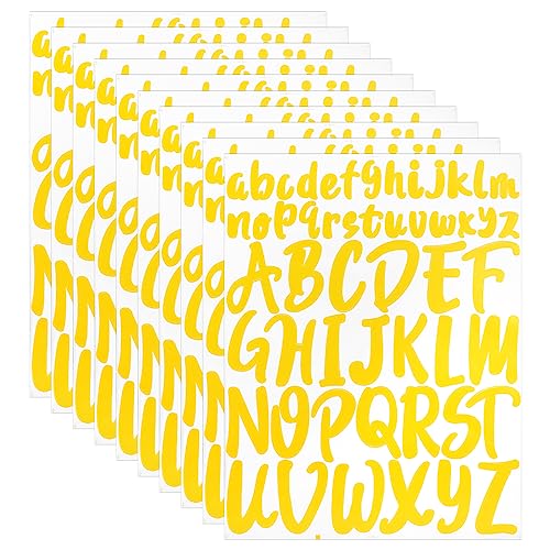 520st Selbstklebende Buchstaben, 10 Bögen 2,5cm 5cm Großbuchstaben Aufkleber Praktische Buchstaben zum Aufkleben für Bastelarbeiten Außenschilder Poster Briefkasten Fenster Auto (Gelb) von LUTER