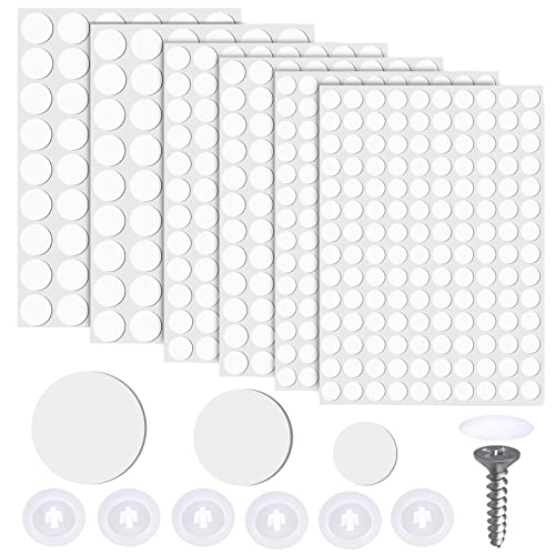 LUTER 580 Stück Schraubenloch Aufkleber und 120 Stück Kunststoff Schraubenlöcher Abdecken, Schraubenabdeckung Selbstklebend Schraubenlochkappen Aufkleber für Holzschrauben Möbel Schränke (Weiß) von LUTER