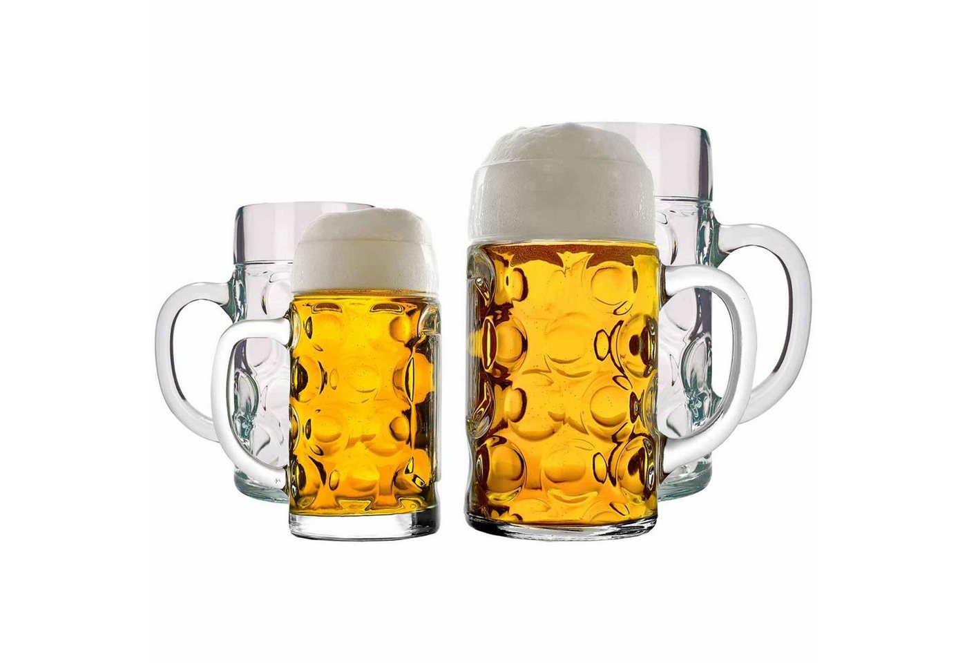 LUXENTU Bierkrug Bierkrüge und Maßkrüge 0,5 l + 1 l 4er Set, Glas von LUXENTU