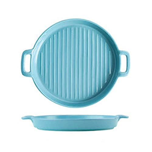 Auflaufform Keramik Keramik Backpfanne Binaural Backrunde Backform für Kochen, Küche(Blau,23.5x3.4cm) von LVUNZJCA